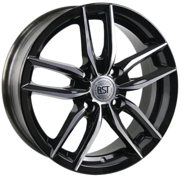 Диски RST R076 6 х 16 4*100 Et: 48 Dia: 60.1 черный с проточкой глянцевый